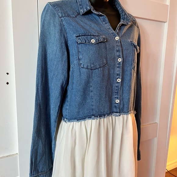 Denim Dress stampede Stella tweed Jean dress cream western coastal cowgirl - Picture 1 of 8